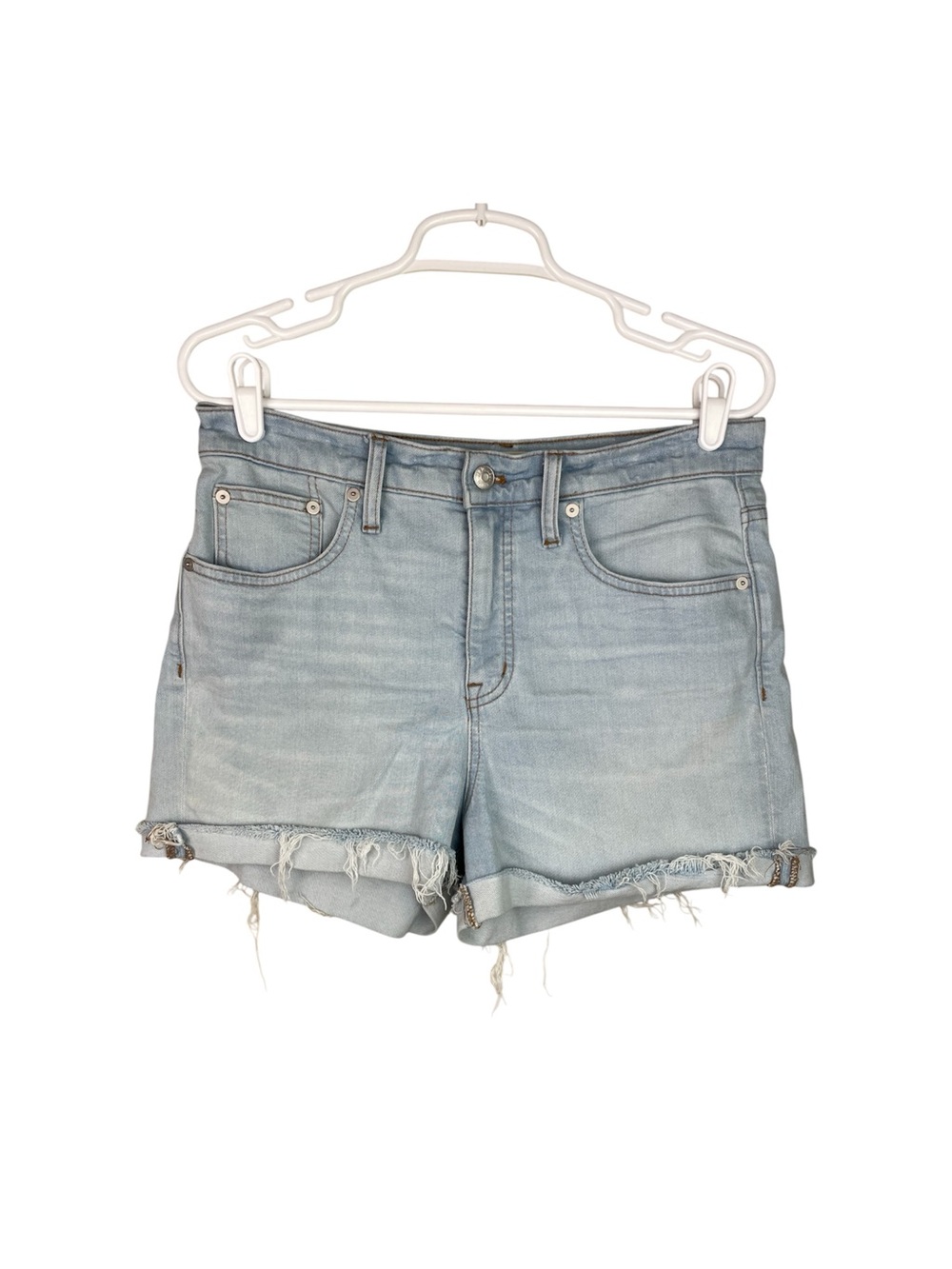 Madewell High Rise Light Wash Distressed Denim Shorts Women’s Size W29